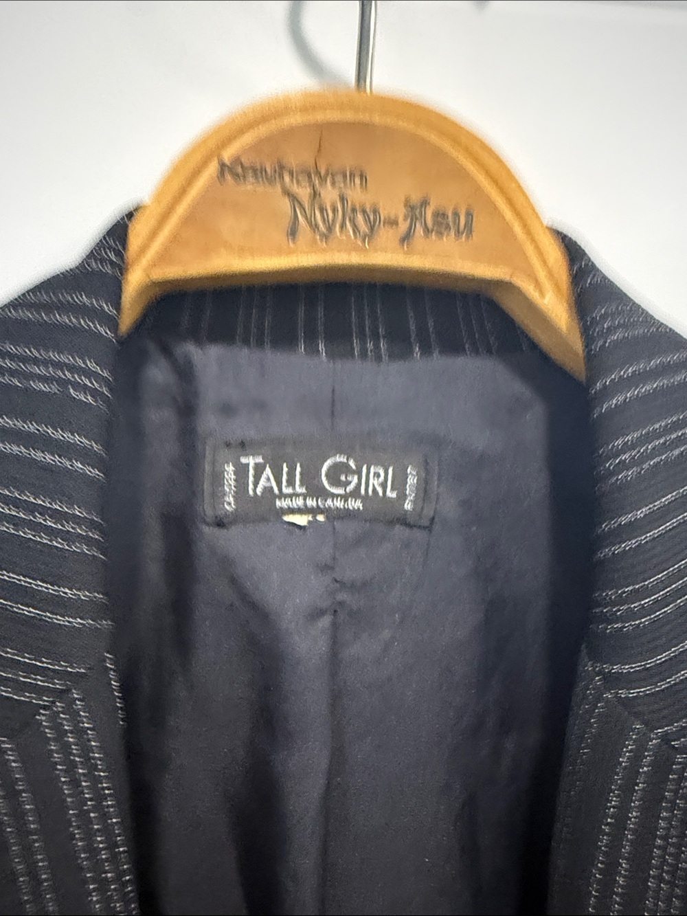 Black Pinstripe Long Blazer Coat - Picture 3 of 7